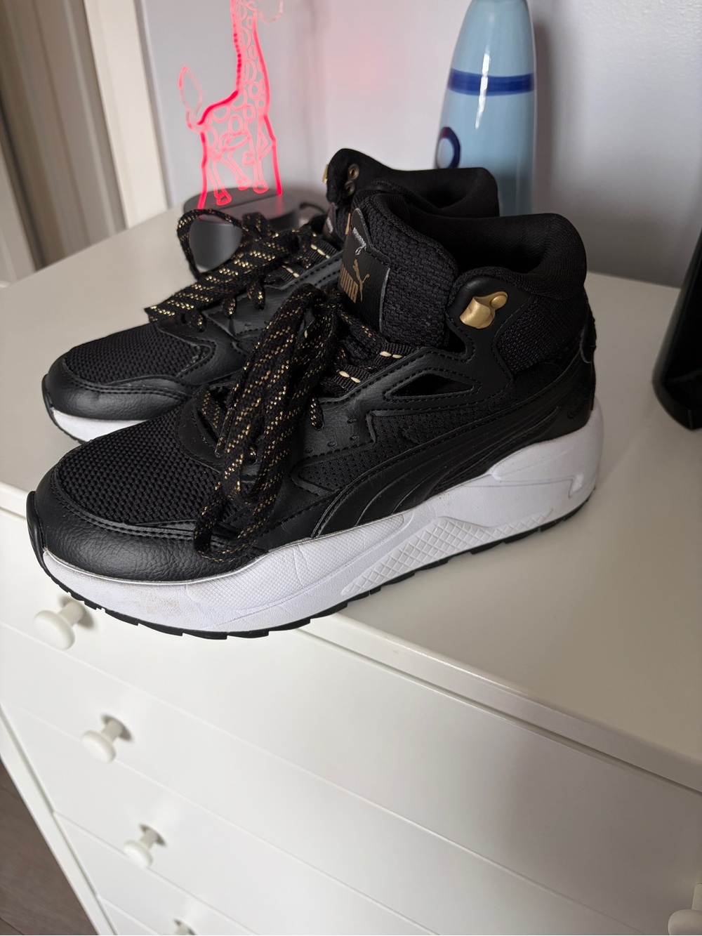 PUMA Women’s Black & White High-Top Sneakers